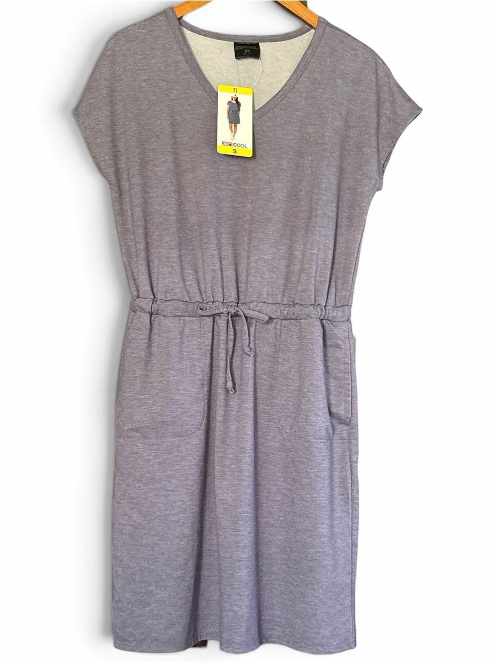 Heather Lavender Drawstring Waist Casual Dress
